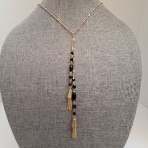 Van Heusen Long Gold Toned Necklace with Tassels